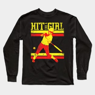 Hit Girl Softball Player Long Sleeve T-Shirt